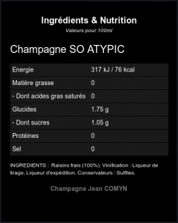 Champagne So Atypic Rose - Ingr�dients et Nutrition 